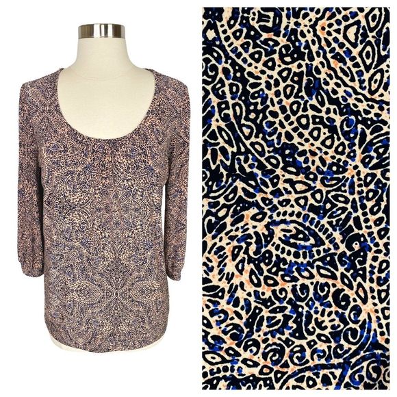 The Limited Black & Blue Paisley Print Top - Size Medium - Picture 2 of 7